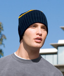 Rib Knit Beanie with Stripe