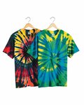 Multi-Color Cut-Spiral Tie-Dyed T-Shirt