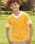 Youth V-Neck Jersey with Striped Sleeves