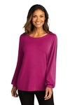 Ladies Luxe Knit Jewel Neck Top